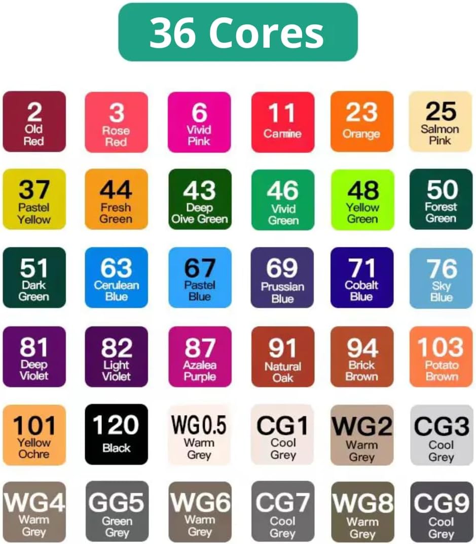Jogo de Canetas Ponta Dupla 36 CORES