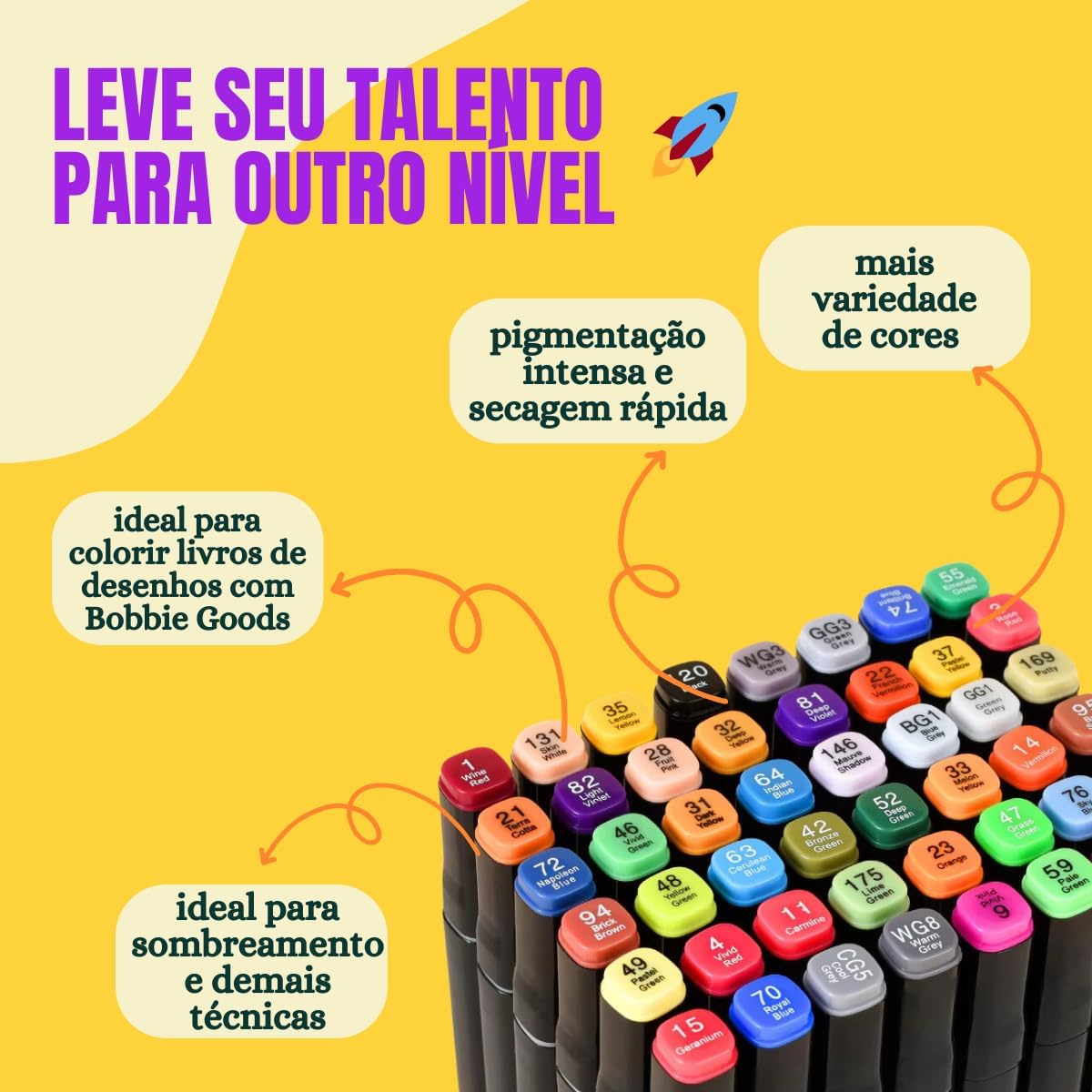 Jogo de Canetas Ponta Dupla 80 CORES