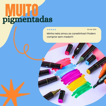 Jogo de Canetas Ponta Dupla 24 CORES