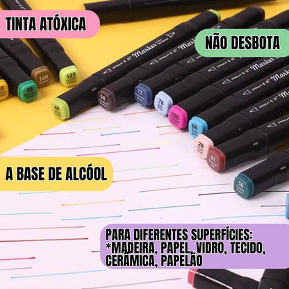 Jogo de Canetas Ponta Dupla 24 CORES